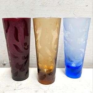 Set of 3 frosted tall shot glasses home kitchen cocktail barware